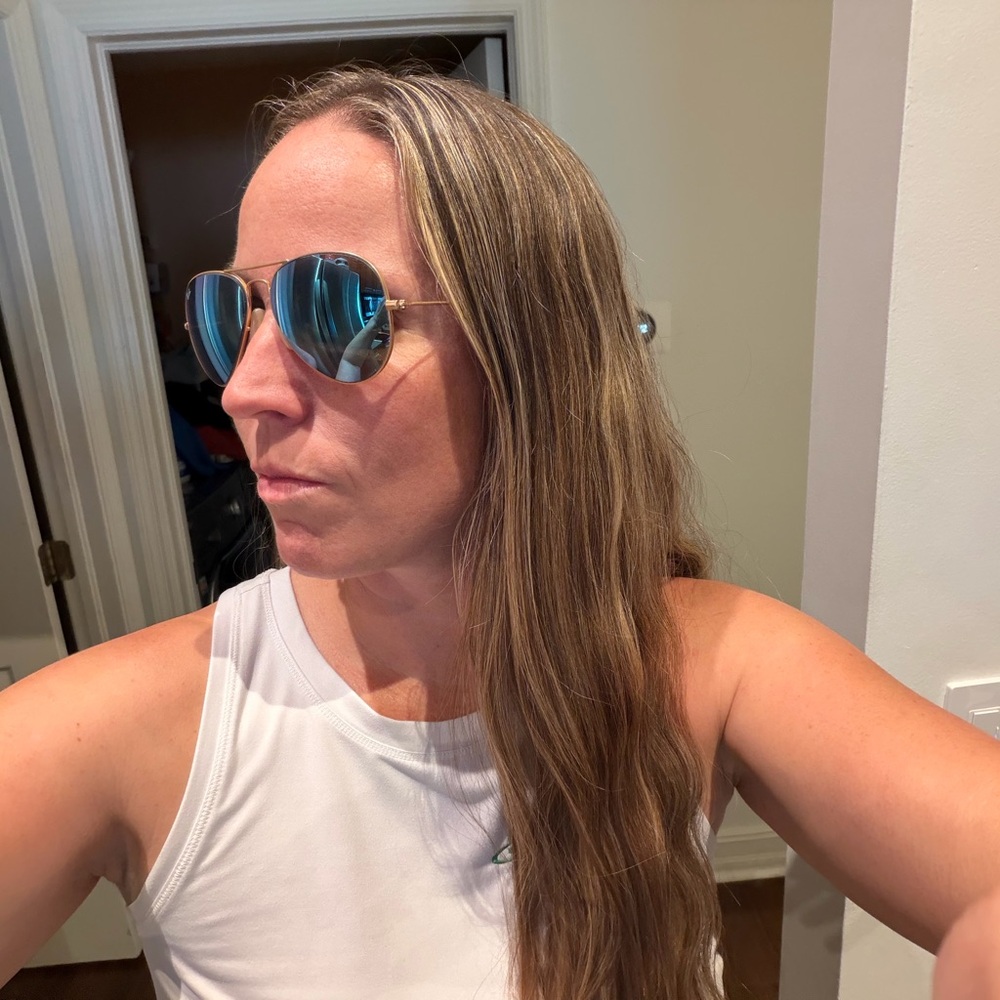 Ray-Ban Prescription Aviator Gold Sunglasses Blue Mirror Polarized Lenses & Case